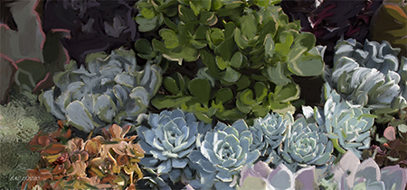 Magical Succulents, digital painting by Beth Cornell